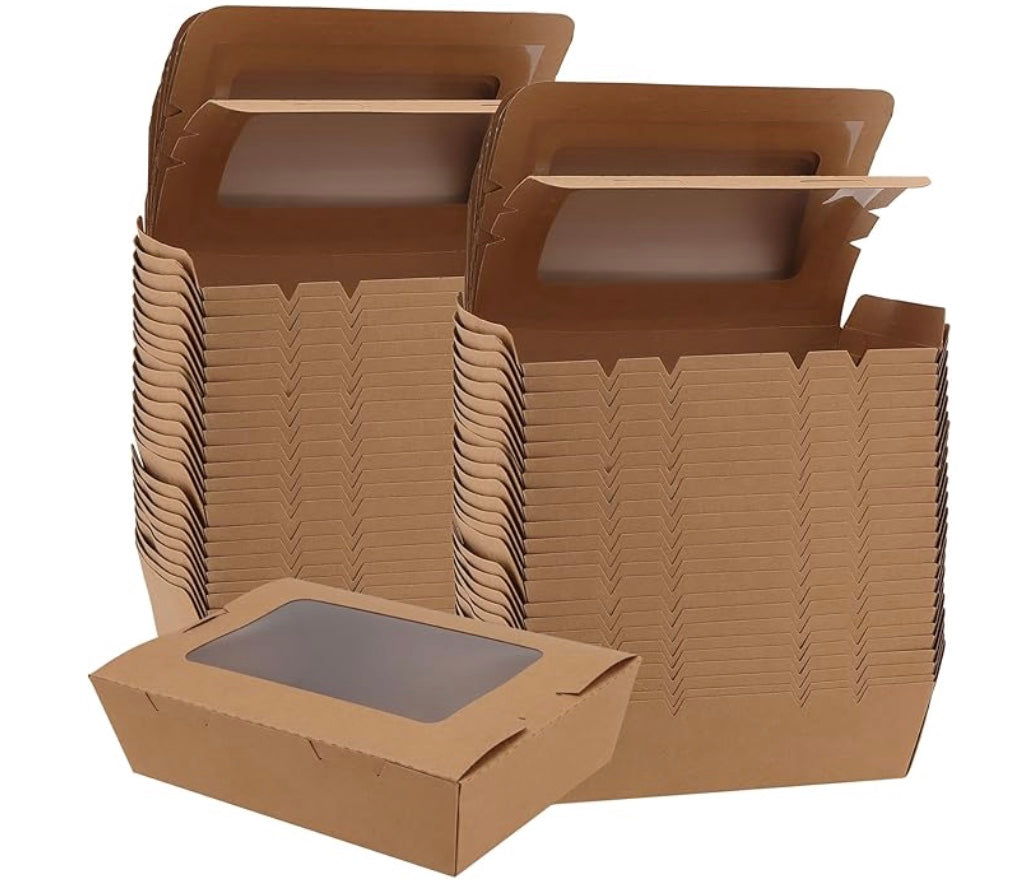 KRAFT SALAD BOX WITH WINDOW 200 X 120 X 50MM - PACK OF 50